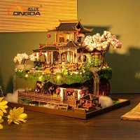 Didelis kinų stiliaus medinis pasidaryk pats lėlių namas